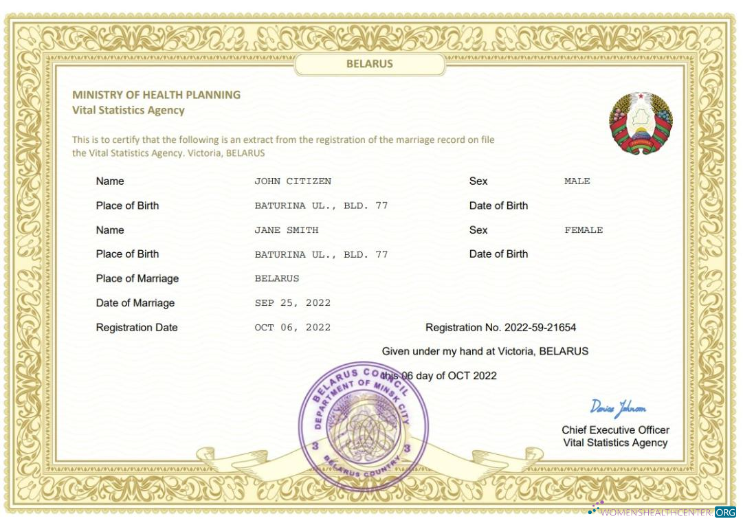 Download Belarus marriage certificate Word and PDF template Photoshop template